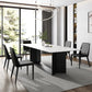 Glam White Kitchen Dining Table Sintered Stone Standard Dining Table with Trestle Base Clearhalo ' dining_table' 'Dining Tables & Seating' 'Dining Tables' 'furn' 'furn_dining_table' 'Furniture' 'furniture_dining_table' 'Kitchen & Dining Furniture' 'kitchen&dining_furn' 'kitchen' 'kitchen_dining_table' 3875638