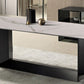 Glam White Kitchen Dining Table Sintered Stone Standard Dining Table with Trestle Base Clearhalo ' dining_table' 'Dining Tables & Seating' 'Dining Tables' 'furn' 'furn_dining_table' 'Furniture' 'furniture_dining_table' 'Kitchen & Dining Furniture' 'kitchen&dining_furn' 'kitchen' 'kitchen_dining_table' 3875642