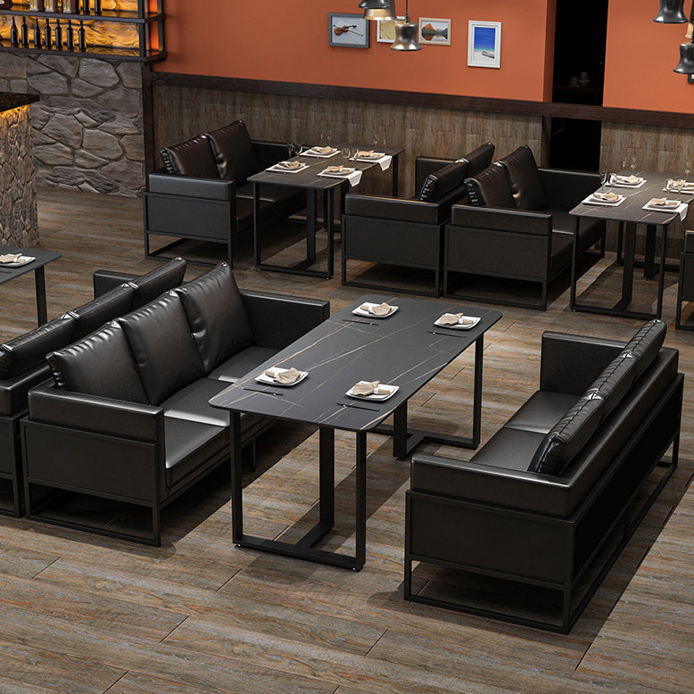 Industrial Dining Table Sintered Stone Table with Double Pedestal for Dining Room Clearhalo ' dining_table' 'Dining Tables & Seating' 'Dining Tables' 'furn' 'furn_dining_table' 'Furniture' 'furniture_dining_table' 'Kitchen & Dining Furniture' 'kitchen&dining_furn' 'kitchen' 'kitchen_dining_table' 3875656