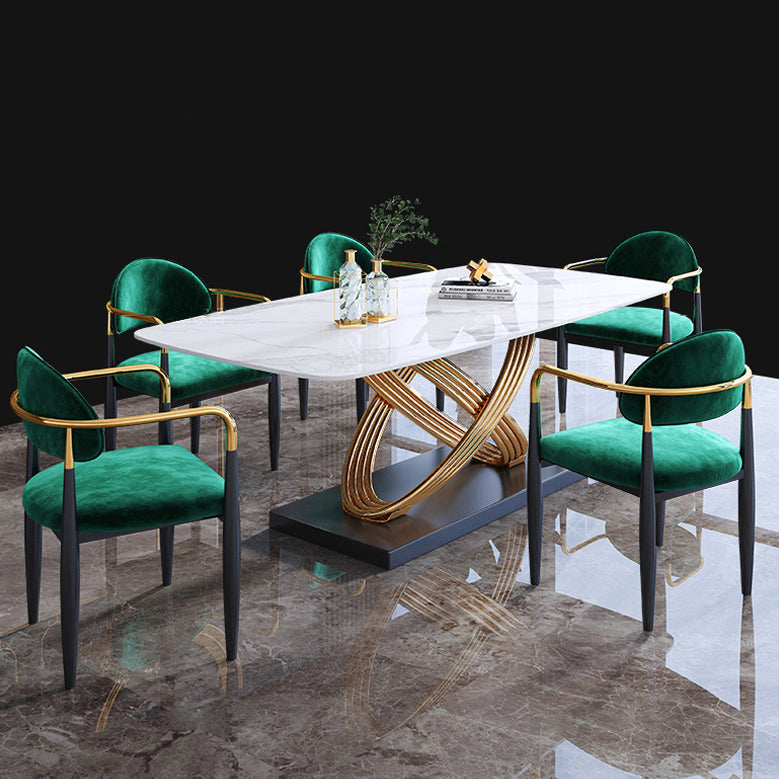 Rectangle Pedestal Luxury Dining Table Three-Color Fixed Table of Sintered Stone Clearhalo ' dining_table' 'Dining Tables & Seating' 'Dining Tables' 'furn' 'furn_dining_table' 'Furniture' 'furniture_dining_table' 'Kitchen & Dining Furniture' 'kitchen&dining_furn' 'kitchen' 'kitchen_dining_table' 3875674