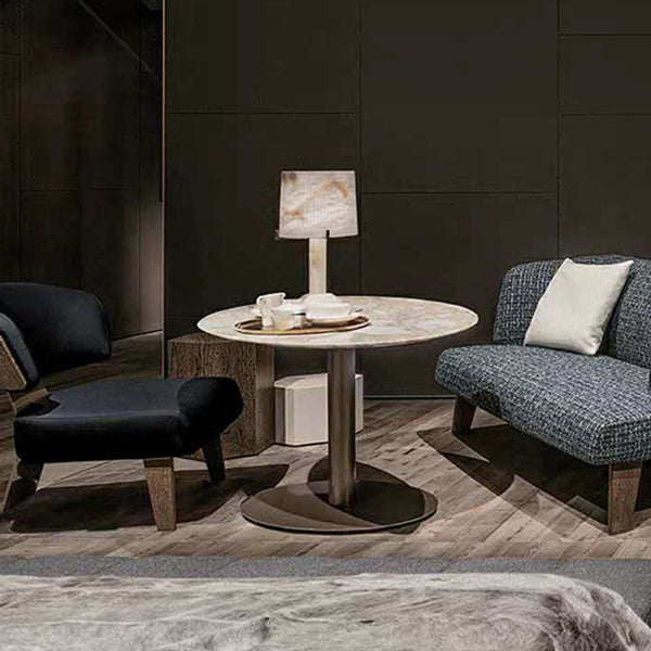 Metal Traditional Luxury Round Table Sintered Stone Table with Pedestal Base Clearhalo ' dining_table' 'Dining Tables & Seating' 'Dining Tables' 'furn' 'furn_dining_table' 'Furniture' 'furniture_dining_table' 'Kitchen & Dining Furniture' 'kitchen&dining_furn' 'kitchen' 'kitchen_dining_table' 3875702