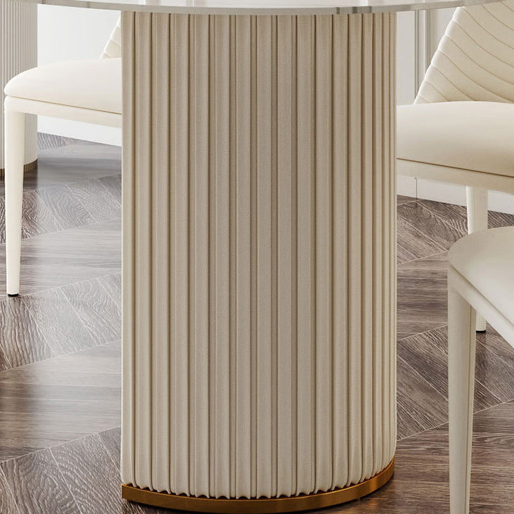 Oval Sintered Stone White Tone Dining Table Glam Double Pedestal Table for Dining Room Clearhalo ' dining_table' 'Dining Tables & Seating' 'Dining Tables' 'furn' 'furn_dining_table' 'Furniture' 'furniture_dining_table' 'Kitchen & Dining Furniture' 'kitchen&dining_furn' 'kitchen' 'kitchen_dining_table' 3875726