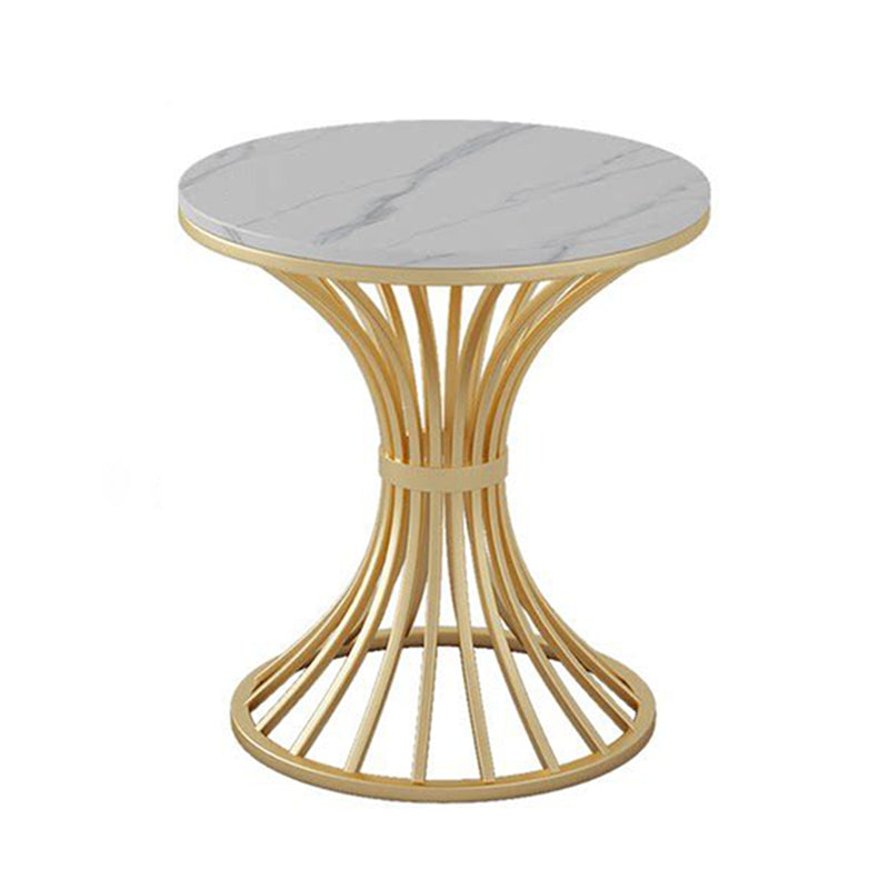 Round Pedestal Glam Dining Table Two-Color Fixed Table of Sintered Stone White Without Chairs Clearhalo ' dining_table' 'Dining Tables & Seating' 'Dining Tables' 'furn' 'furn_dining_table' 'Furniture' 'furniture_dining_table' 'Kitchen & Dining Furniture' 'kitchen&dining_furn' 'kitchen' 'kitchen_dining_table' 3875732