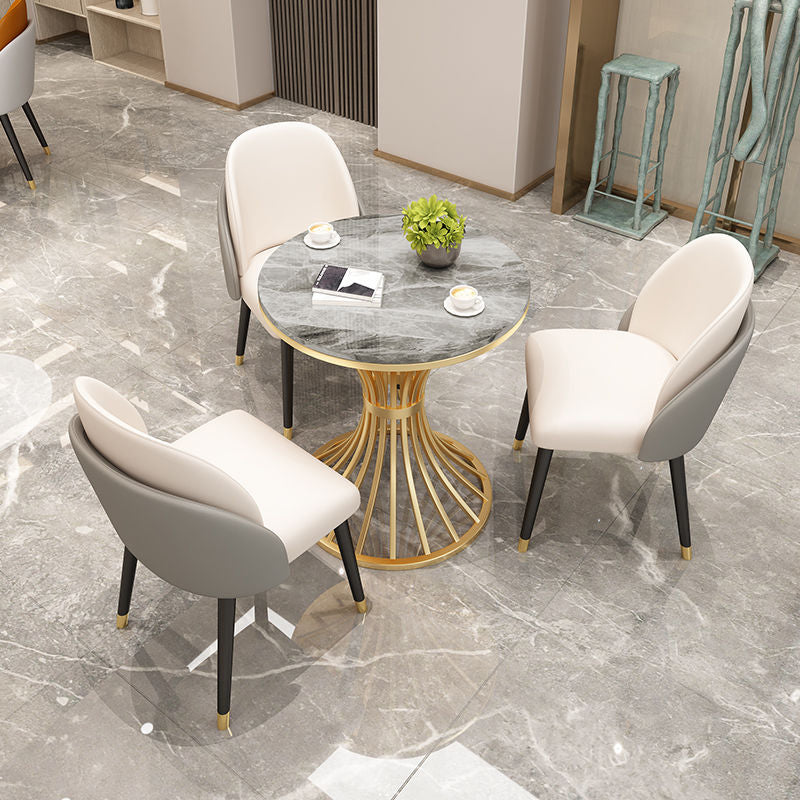 Round Pedestal Glam Dining Table Two-Color Fixed Table of Sintered Stone Clearhalo ' dining_table' 'Dining Tables & Seating' 'Dining Tables' 'furn' 'furn_dining_table' 'Furniture' 'furniture_dining_table' 'Kitchen & Dining Furniture' 'kitchen&dining_furn' 'kitchen' 'kitchen_dining_table' 3875733