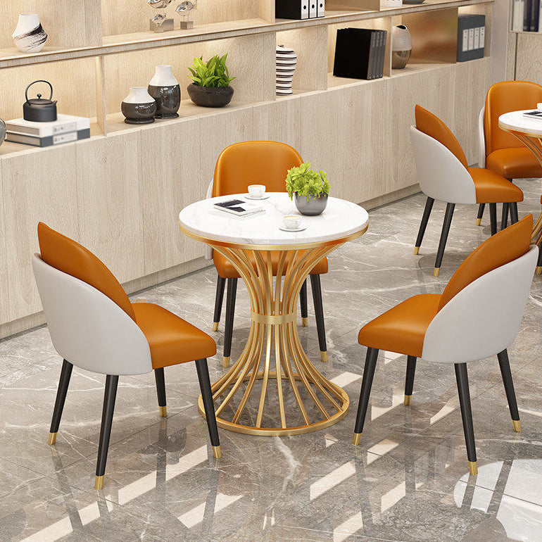 Round Pedestal Glam Dining Table Two-Color Fixed Table of Sintered Stone Clearhalo ' dining_table' 'Dining Tables & Seating' 'Dining Tables' 'furn' 'furn_dining_table' 'Furniture' 'furniture_dining_table' 'Kitchen & Dining Furniture' 'kitchen&dining_furn' 'kitchen' 'kitchen_dining_table' 3875734