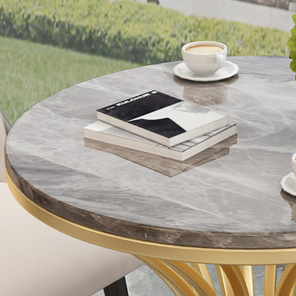 Round Pedestal Glam Dining Table Two-Color Fixed Table of Sintered Stone Clearhalo ' dining_table' 'Dining Tables & Seating' 'Dining Tables' 'furn' 'furn_dining_table' 'Furniture' 'furniture_dining_table' 'Kitchen & Dining Furniture' 'kitchen&dining_furn' 'kitchen' 'kitchen_dining_table' 3875737