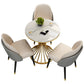 Round Pedestal Glam Dining Table Two-Color Fixed Table of Sintered Stone Clearhalo ' dining_table' 'Dining Tables & Seating' 'Dining Tables' 'furn' 'furn_dining_table' 'Furniture' 'furniture_dining_table' 'Kitchen & Dining Furniture' 'kitchen&dining_furn' 'kitchen' 'kitchen_dining_table' 3875740