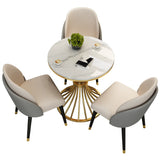 Round Pedestal Glam Dining Table Two-Color Fixed Table of Sintered Stone Clearhalo ' dining_table' 'Dining Tables & Seating' 'Dining Tables' 'furn' 'furn_dining_table' 'Furniture' 'furniture_dining_table' 'Kitchen & Dining Furniture' 'kitchen&dining_furn' 'kitchen' 'kitchen_dining_table' 3875740