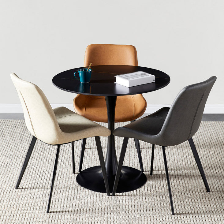 Round Tulip Base Modern Dining Table Two-Color Fixed Table with Sintered Stone Clearhalo ' dining_table' 'Dining Tables & Seating' 'Dining Tables' 'furn' 'furn_dining_table' 'Furniture' 'furniture_dining_table' 'Kitchen & Dining Furniture' 'kitchen&dining_furn' 'kitchen' 'kitchen_dining_table' 3875758