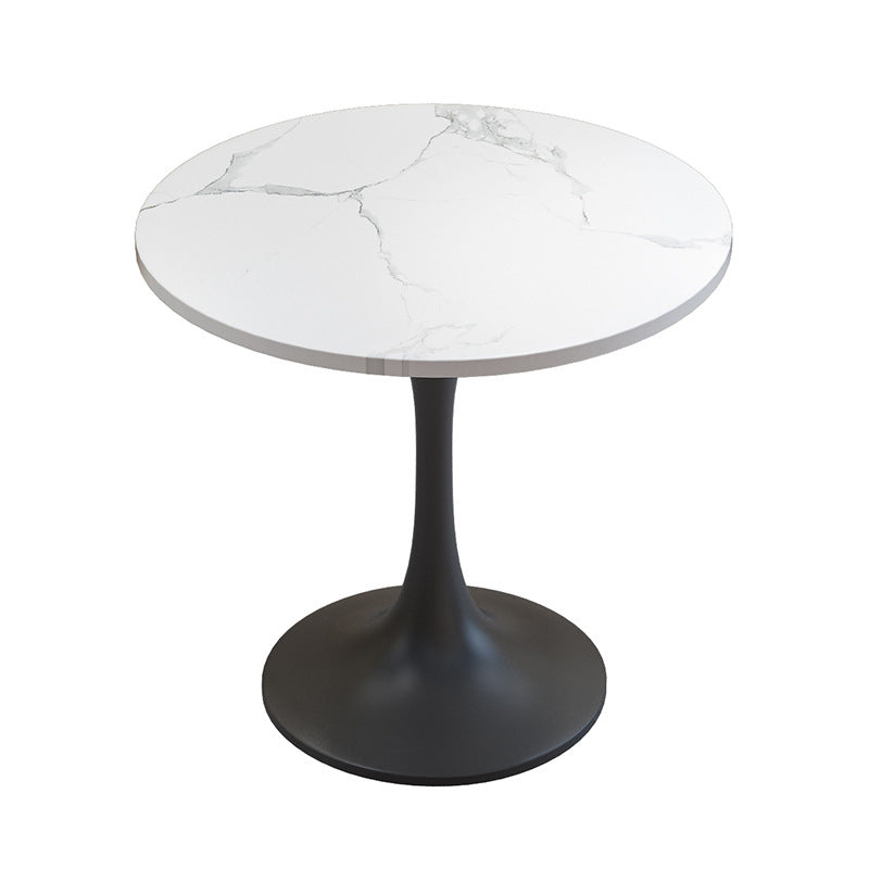 Round Tulip Base Modern Dining Table Two-Color Fixed Table with Sintered Stone White Without Chairs Clearhalo ' dining_table' 'Dining Tables & Seating' 'Dining Tables' 'furn' 'furn_dining_table' 'Furniture' 'furniture_dining_table' 'Kitchen & Dining Furniture' 'kitchen&dining_furn' 'kitchen' 'kitchen_dining_table' 3875759