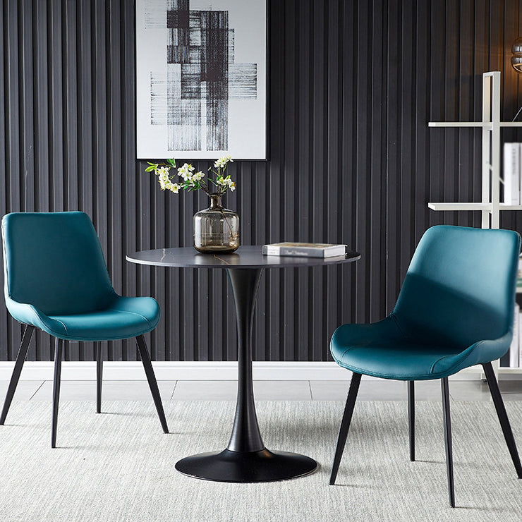 Round Tulip Base Modern Dining Table Two-Color Fixed Table with Sintered Stone Clearhalo ' dining_table' 'Dining Tables & Seating' 'Dining Tables' 'furn' 'furn_dining_table' 'Furniture' 'furniture_dining_table' 'Kitchen & Dining Furniture' 'kitchen&dining_furn' 'kitchen' 'kitchen_dining_table' 3875760