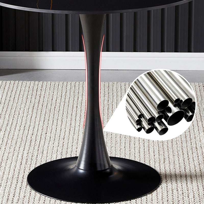 Round Tulip Base Modern Dining Table Two-Color Fixed Table with Sintered Stone Clearhalo ' dining_table' 'Dining Tables & Seating' 'Dining Tables' 'furn' 'furn_dining_table' 'Furniture' 'furniture_dining_table' 'Kitchen & Dining Furniture' 'kitchen&dining_furn' 'kitchen' 'kitchen_dining_table' 3875765
