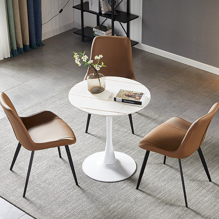Round Tulip Base Modern Dining Table Two-Color Fixed Table with Sintered Stone Clearhalo ' dining_table' 'Dining Tables & Seating' 'Dining Tables' 'furn' 'furn_dining_table' 'Furniture' 'furniture_dining_table' 'Kitchen & Dining Furniture' 'kitchen&dining_furn' 'kitchen' 'kitchen_dining_table' 3875766