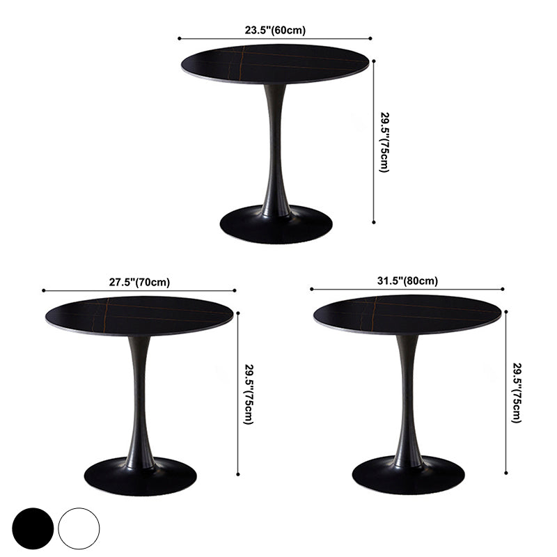 Round Tulip Base Modern Dining Table Two-Color Fixed Table with Sintered Stone Clearhalo ' dining_table' 'Dining Tables & Seating' 'Dining Tables' 'furn' 'furn_dining_table' 'Furniture' 'furniture_dining_table' 'Kitchen & Dining Furniture' 'kitchen&dining_furn' 'kitchen' 'kitchen_dining_table' 3875768