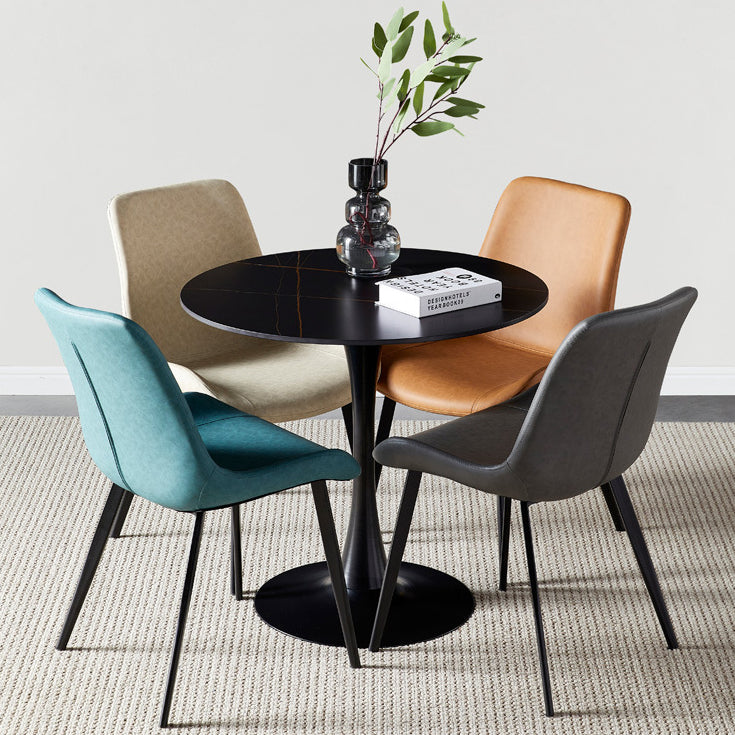 Round Tulip Base Modern Dining Table Two-Color Fixed Table with Sintered Stone Clearhalo ' dining_table' 'Dining Tables & Seating' 'Dining Tables' 'furn' 'furn_dining_table' 'Furniture' 'furniture_dining_table' 'Kitchen & Dining Furniture' 'kitchen&dining_furn' 'kitchen' 'kitchen_dining_table' 3875769