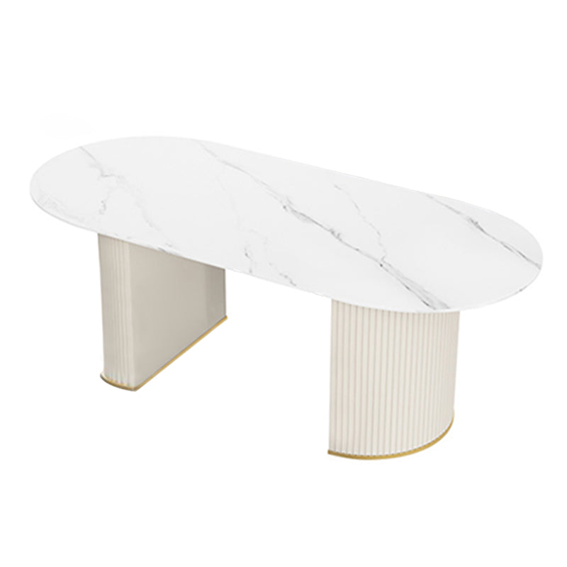 Metal Traditional Luxury Oval Table Sintered Stone Table for Dining Room White Without Chairs Clearhalo ' dining_table' 'Dining Tables & Seating' 'Dining Tables' 'furn' 'furn_dining_table' 'Furniture' 'furniture_dining_table' 'Kitchen & Dining Furniture' 'kitchen&dining_furn' 'kitchen' 'kitchen_dining_table' 3875771