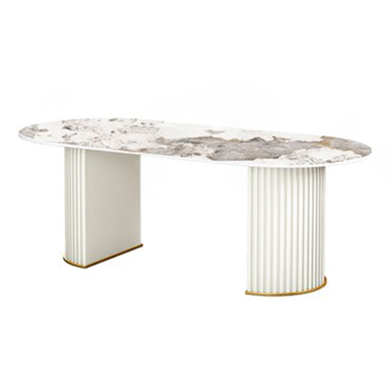 Metal Traditional Luxury Oval Table Sintered Stone Table for Dining Room Beige Without Chairs Clearhalo ' dining_table' 'Dining Tables & Seating' 'Dining Tables' 'furn' 'furn_dining_table' 'Furniture' 'furniture_dining_table' 'Kitchen & Dining Furniture' 'kitchen&dining_furn' 'kitchen' 'kitchen_dining_table' 3875775