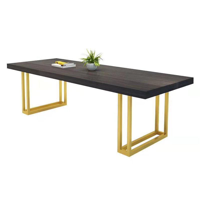 Traditional Luxury Rectangle Dining Table Pine Solid Wood Dinner Room Table with Sled Base Black Without Chairs Clearhalo ' dining_table' 'Dining Tables & Seating' 'Dining Tables' 'furn' 'furn_dining_table' 'Furniture' 'furniture_dining_table' 'Kitchen & Dining Furniture' 'kitchen&dining_furn' 'kitchen' 'kitchen_dining_table' 3875798