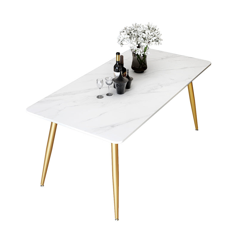 Metal Traditional Luxury Rectangle Table Sintered Stone Dining Table with 4 Legs White Without Chairs Clearhalo ' dining_table' 'Dining Tables & Seating' 'Dining Tables' 'furn' 'furn_dining_table' 'Furniture' 'furniture_dining_table' 'Kitchen & Dining Furniture' 'kitchen&dining_furn' 'kitchen' 'kitchen_dining_table' 3875807