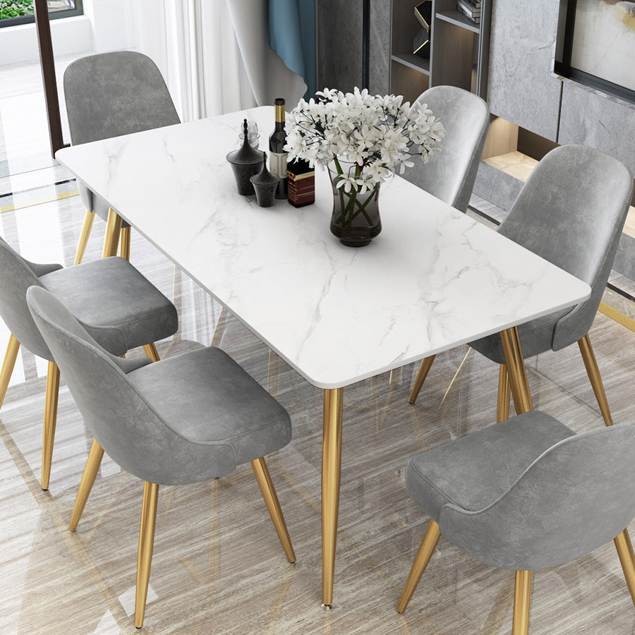 Metal Traditional Luxury Rectangle Table Sintered Stone Dining Table with 4 Legs Clearhalo ' dining_table' 'Dining Tables & Seating' 'Dining Tables' 'furn' 'furn_dining_table' 'Furniture' 'furniture_dining_table' 'Kitchen & Dining Furniture' 'kitchen&dining_furn' 'kitchen' 'kitchen_dining_table' 3875808