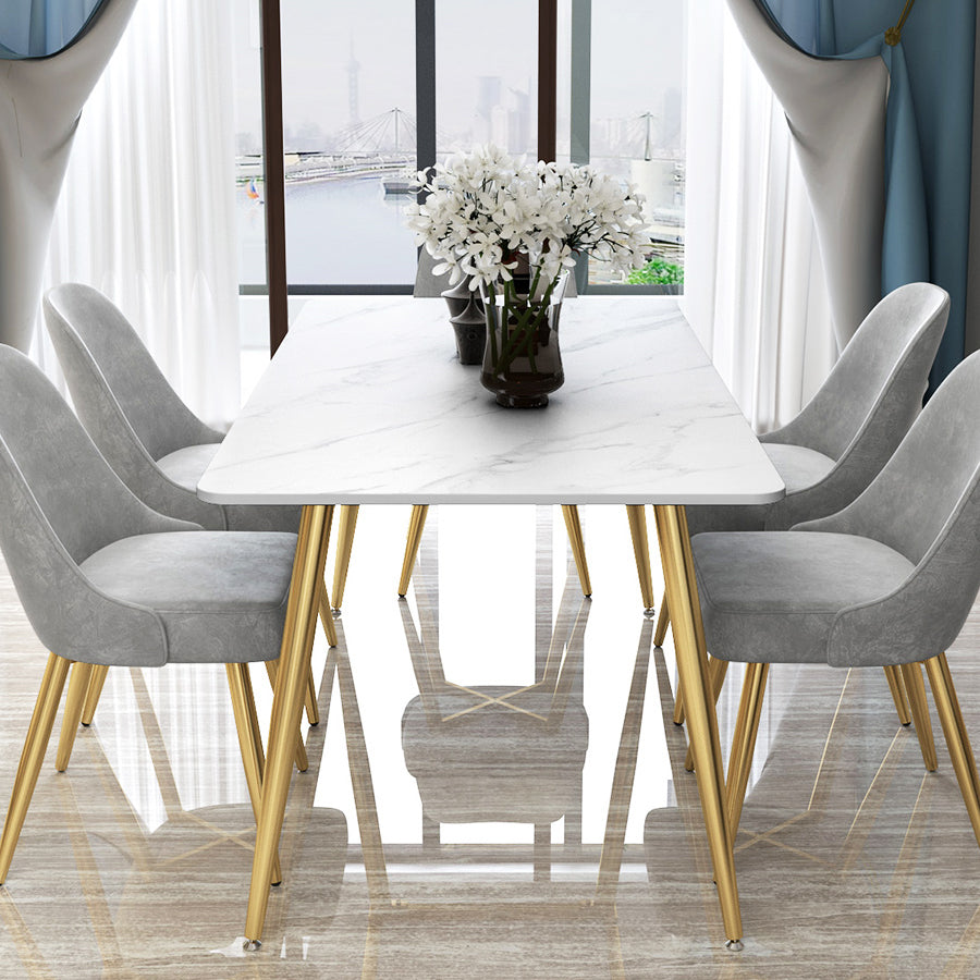 Metal Traditional Luxury Rectangle Table Sintered Stone Dining Table with 4 Legs Clearhalo ' dining_table' 'Dining Tables & Seating' 'Dining Tables' 'furn' 'furn_dining_table' 'Furniture' 'furniture_dining_table' 'Kitchen & Dining Furniture' 'kitchen&dining_furn' 'kitchen' 'kitchen_dining_table' 3875809