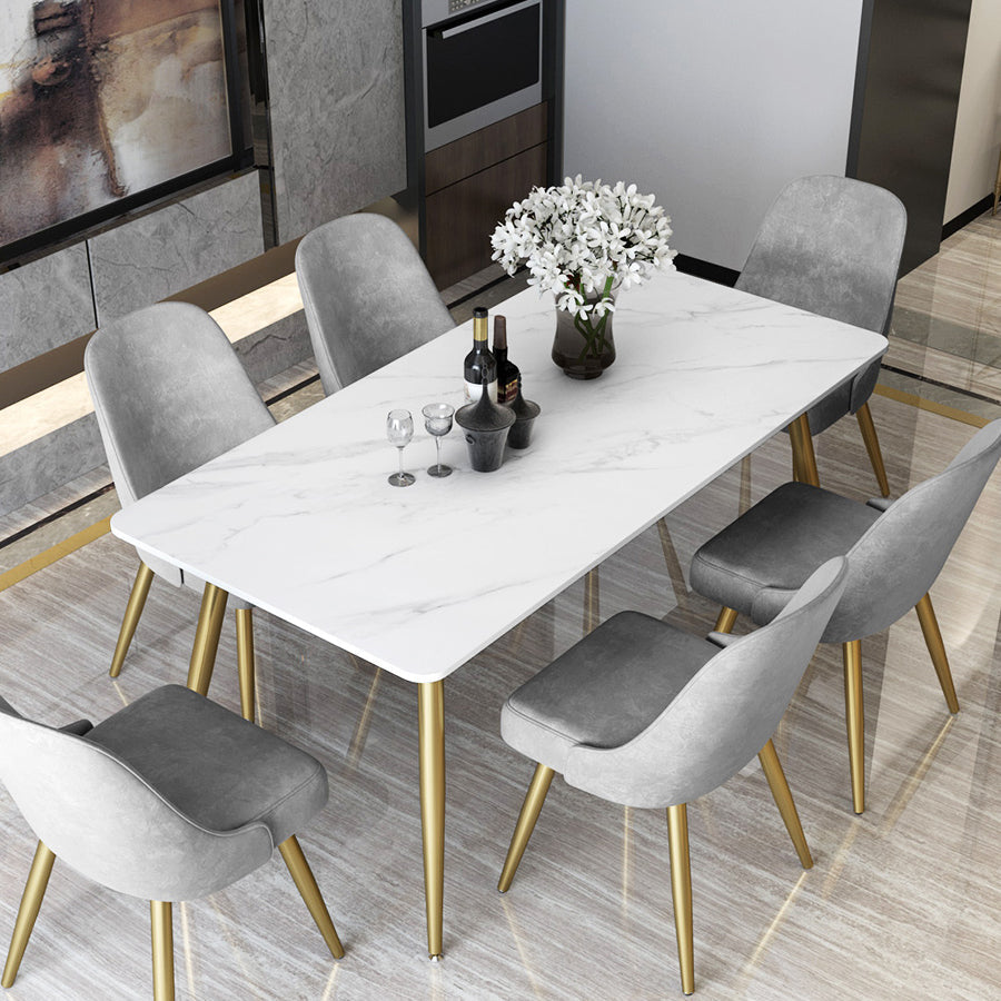 Metal Traditional Luxury Rectangle Table Sintered Stone Dining Table with 4 Legs Clearhalo ' dining_table' 'Dining Tables & Seating' 'Dining Tables' 'furn' 'furn_dining_table' 'Furniture' 'furniture_dining_table' 'Kitchen & Dining Furniture' 'kitchen&dining_furn' 'kitchen' 'kitchen_dining_table' 3875810
