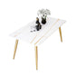 Metal Traditional Luxury Rectangle Table Sintered Stone Dining Table with 4 Legs White Gold Without Chairs Clearhalo ' dining_table' 'Dining Tables & Seating' 'Dining Tables' 'furn' 'furn_dining_table' 'Furniture' 'furniture_dining_table' 'Kitchen & Dining Furniture' 'kitchen&dining_furn' 'kitchen' 'kitchen_dining_table' 3875811