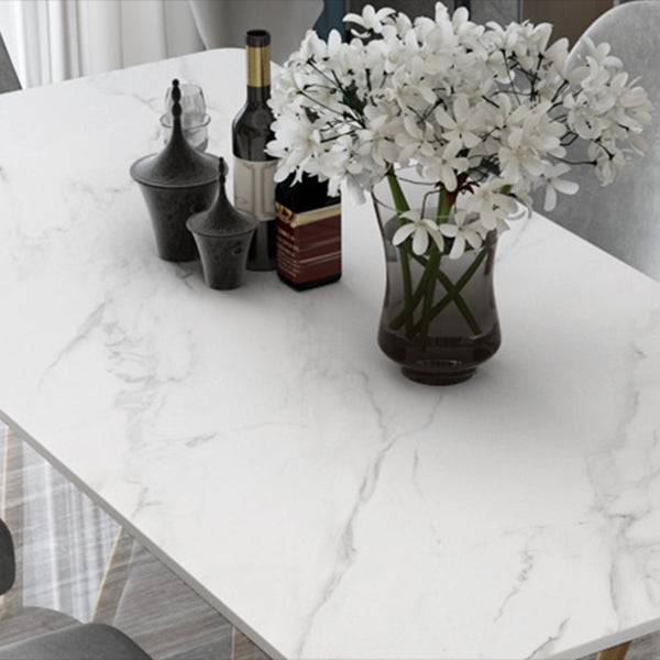 Metal Traditional Luxury Rectangle Table Sintered Stone Dining Table with 4 Legs Clearhalo ' dining_table' 'Dining Tables & Seating' 'Dining Tables' 'furn' 'furn_dining_table' 'Furniture' 'furniture_dining_table' 'Kitchen & Dining Furniture' 'kitchen&dining_furn' 'kitchen' 'kitchen_dining_table' 3875813