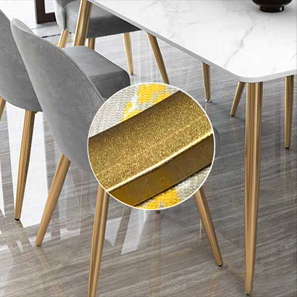 Metal Traditional Luxury Rectangle Table Sintered Stone Dining Table with 4 Legs Clearhalo ' dining_table' 'Dining Tables & Seating' 'Dining Tables' 'furn' 'furn_dining_table' 'Furniture' 'furniture_dining_table' 'Kitchen & Dining Furniture' 'kitchen&dining_furn' 'kitchen' 'kitchen_dining_table' 3875815