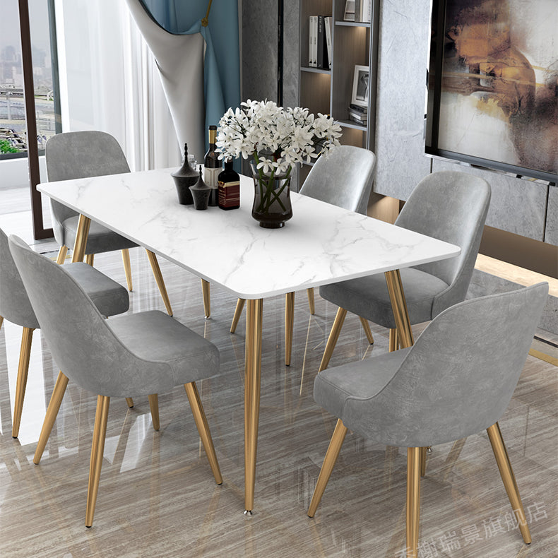 Metal Traditional Luxury Rectangle Table Sintered Stone Dining Table with 4 Legs Clearhalo ' dining_table' 'Dining Tables & Seating' 'Dining Tables' 'furn' 'furn_dining_table' 'Furniture' 'furniture_dining_table' 'Kitchen & Dining Furniture' 'kitchen&dining_furn' 'kitchen' 'kitchen_dining_table' 3875818