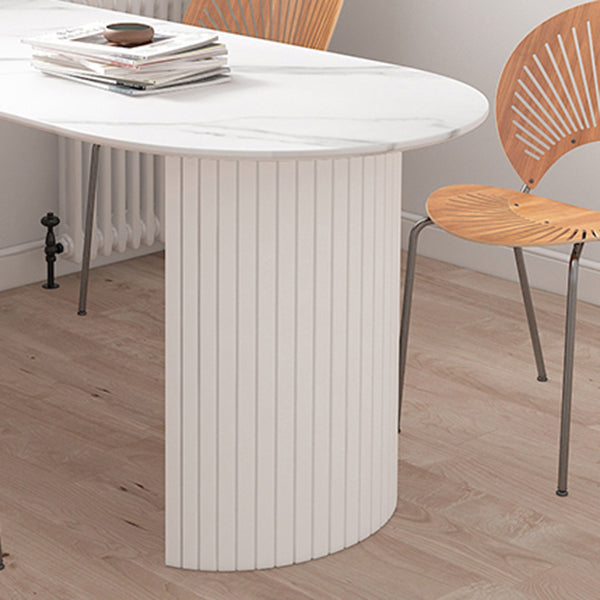 Metal Contemporary White Dining Table Sintered Stone Dining Table for Kitchen and Dining Room Clearhalo ' dining_table' 'Dining Tables & Seating' 'Dining Tables' 'furn' 'furn_dining_table' 'Furniture' 'furniture_dining_table' 'Kitchen & Dining Furniture' 'kitchen&dining_furn' 'kitchen' 'kitchen_dining_table' 3875821