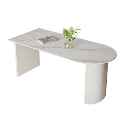 Metal Contemporary White Dining Table Sintered Stone Dining Table for Kitchen and Dining Room Free Form Without Chairs Clearhalo ' dining_table' 'Dining Tables & Seating' 'Dining Tables' 'furn' 'furn_dining_table' 'Furniture' 'furniture_dining_table' 'Kitchen & Dining Furniture' 'kitchen&dining_furn' 'kitchen' 'kitchen_dining_table' 3875822