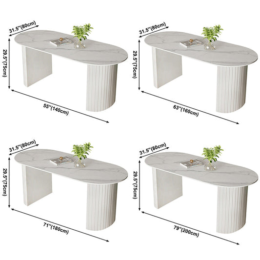 Metal Contemporary White Dining Table Sintered Stone Dining Table for Kitchen and Dining Room