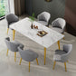 Glam Sintered Stone Kitchen Dining Table White Kitchen Dining Table with 4 Legs Base Clearhalo ' dining_table' 'Dining Tables & Seating' 'Dining Tables' 'furn' 'furn_dining_table' 'Furniture' 'furniture_dining_table' 'Kitchen & Dining Furniture' 'kitchen&dining_furn' 'kitchen' 'kitchen_dining_table' 3875840