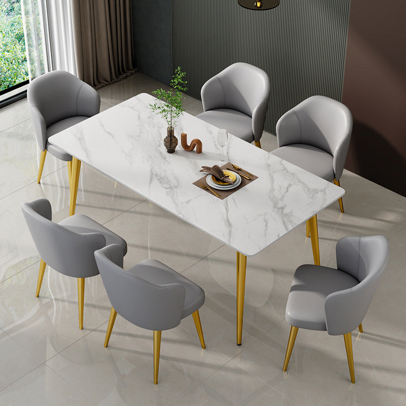 Glam Sintered Stone Kitchen Dining Table White Kitchen Dining Table with 4 Legs Base Clearhalo ' dining_table' 'Dining Tables & Seating' 'Dining Tables' 'furn' 'furn_dining_table' 'Furniture' 'furniture_dining_table' 'Kitchen & Dining Furniture' 'kitchen&dining_furn' 'kitchen' 'kitchen_dining_table' 3875840