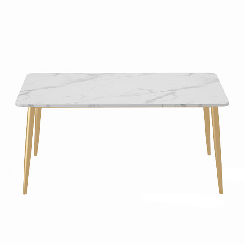 Glam Sintered Stone Kitchen Dining Table White Kitchen Dining Table with 4 Legs Base Gold Without Chairs Clearhalo ' dining_table' 'Dining Tables & Seating' 'Dining Tables' 'furn' 'furn_dining_table' 'Furniture' 'furniture_dining_table' 'Kitchen & Dining Furniture' 'kitchen&dining_furn' 'kitchen' 'kitchen_dining_table' 3875841