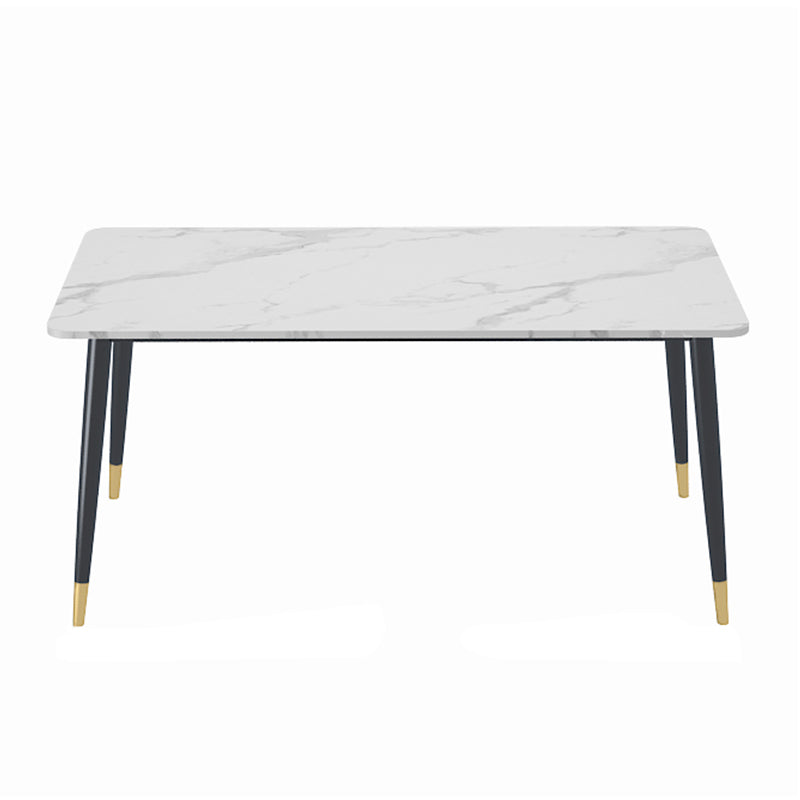 Glam Sintered Stone Kitchen Dining Table White Kitchen Dining Table with 4 Legs Base Black Without Chairs Clearhalo ' dining_table' 'Dining Tables & Seating' 'Dining Tables' 'furn' 'furn_dining_table' 'Furniture' 'furniture_dining_table' 'Kitchen & Dining Furniture' 'kitchen&dining_furn' 'kitchen' 'kitchen_dining_table' 3875842