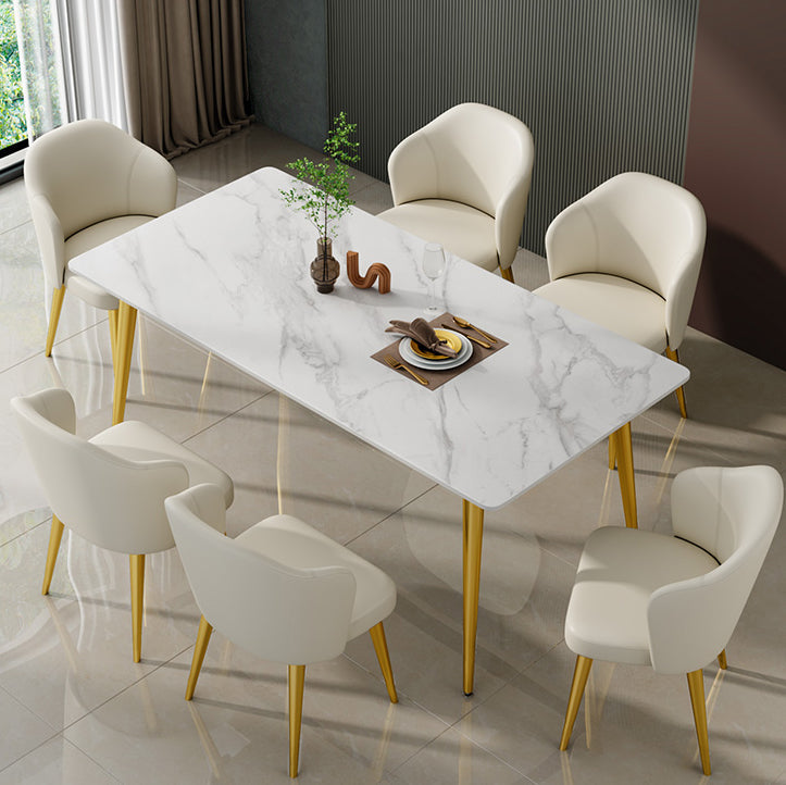 Glam Sintered Stone Kitchen Dining Table White Kitchen Dining Table with 4 Legs Base Clearhalo ' dining_table' 'Dining Tables & Seating' 'Dining Tables' 'furn' 'furn_dining_table' 'Furniture' 'furniture_dining_table' 'Kitchen & Dining Furniture' 'kitchen&dining_furn' 'kitchen' 'kitchen_dining_table' 3875843
