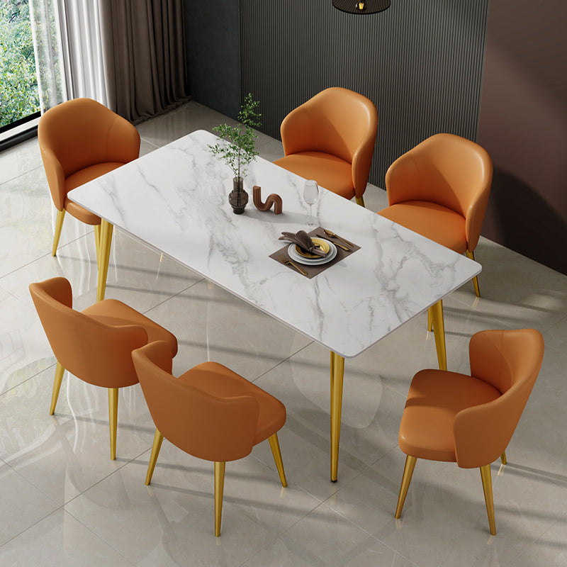 Glam Sintered Stone Kitchen Dining Table White Kitchen Dining Table with 4 Legs Base Clearhalo ' dining_table' 'Dining Tables & Seating' 'Dining Tables' 'furn' 'furn_dining_table' 'Furniture' 'furniture_dining_table' 'Kitchen & Dining Furniture' 'kitchen&dining_furn' 'kitchen' 'kitchen_dining_table' 3875844