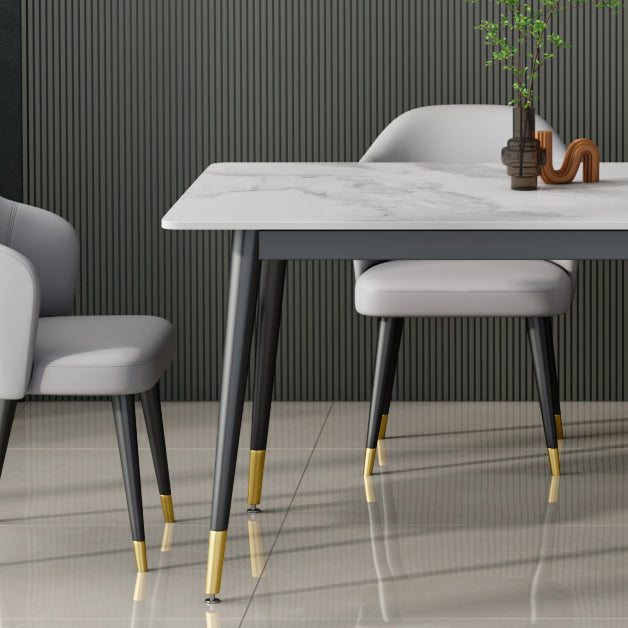Glam Sintered Stone Kitchen Dining Table White Kitchen Dining Table with 4 Legs Base Clearhalo ' dining_table' 'Dining Tables & Seating' 'Dining Tables' 'furn' 'furn_dining_table' 'Furniture' 'furniture_dining_table' 'Kitchen & Dining Furniture' 'kitchen&dining_furn' 'kitchen' 'kitchen_dining_table' 3875849