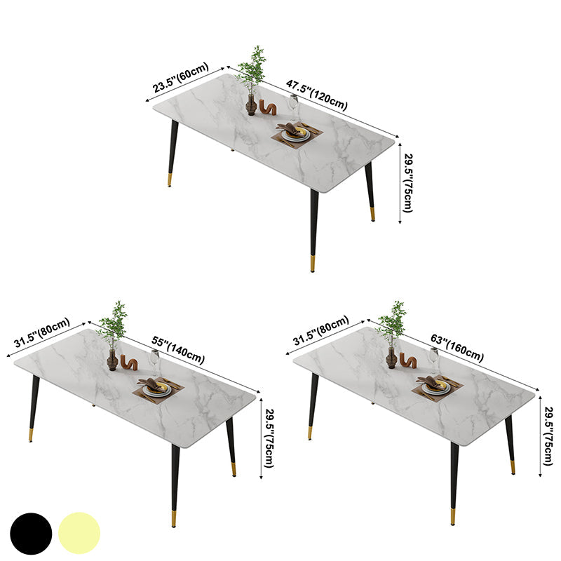 Glam Sintered Stone Kitchen Dining Table White Kitchen Dining Table with 4 Legs Base Clearhalo ' dining_table' 'Dining Tables & Seating' 'Dining Tables' 'furn' 'furn_dining_table' 'Furniture' 'furniture_dining_table' 'Kitchen & Dining Furniture' 'kitchen&dining_furn' 'kitchen' 'kitchen_dining_table' 3875851