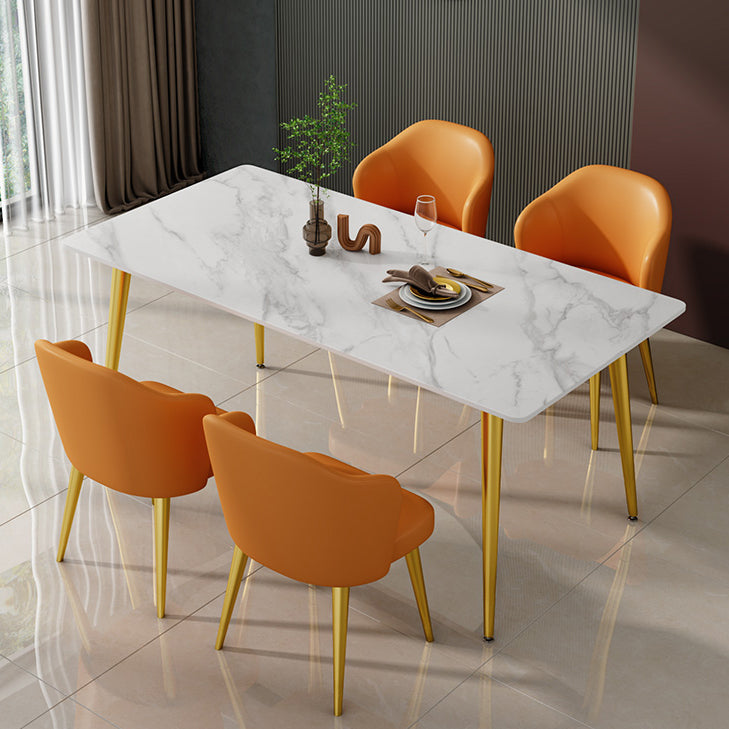 Glam Sintered Stone Kitchen Dining Table White Kitchen Dining Table with 4 Legs Base Clearhalo ' dining_table' 'Dining Tables & Seating' 'Dining Tables' 'furn' 'furn_dining_table' 'Furniture' 'furniture_dining_table' 'Kitchen & Dining Furniture' 'kitchen&dining_furn' 'kitchen' 'kitchen_dining_table' 3875852