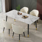 Glam Sintered Stone Kitchen Dining Table White Kitchen Dining Table with 4 Legs Base Clearhalo ' dining_table' 'Dining Tables & Seating' 'Dining Tables' 'furn' 'furn_dining_table' 'Furniture' 'furniture_dining_table' 'Kitchen & Dining Furniture' 'kitchen&dining_furn' 'kitchen' 'kitchen_dining_table' 3875853