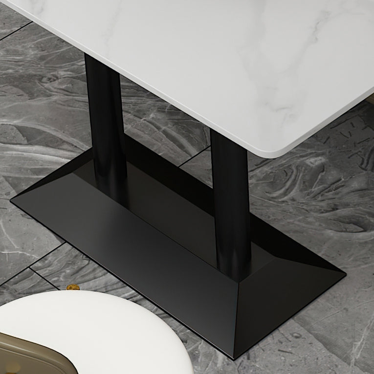 Industrial Dining Table White Sintered Stone Table with Black Metal Base for Dining Room Clearhalo ' dining_table' 'Dining Tables & Seating' 'Dining Tables' 'furn' 'furn_dining_table' 'Furniture' 'furniture_dining_table' 'Kitchen & Dining Furniture' 'kitchen&dining_furn' 'kitchen' 'kitchen_dining_table' 3875879