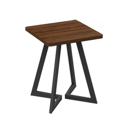 Industrial Dining Room Table Solid Wood Table with Black Double Pedestal 23.6"L x 23.6"W x 29.5"H Without Chairs Clearhalo ' dining_table' 'Dining Tables & Seating' 'Dining Tables' 'furn' 'furn_dining_table' 'Furniture' 'furniture_dining_table' 'Kitchen & Dining Furniture' 'kitchen&dining_furn' 'kitchen' 'kitchen_dining_table' 3875886