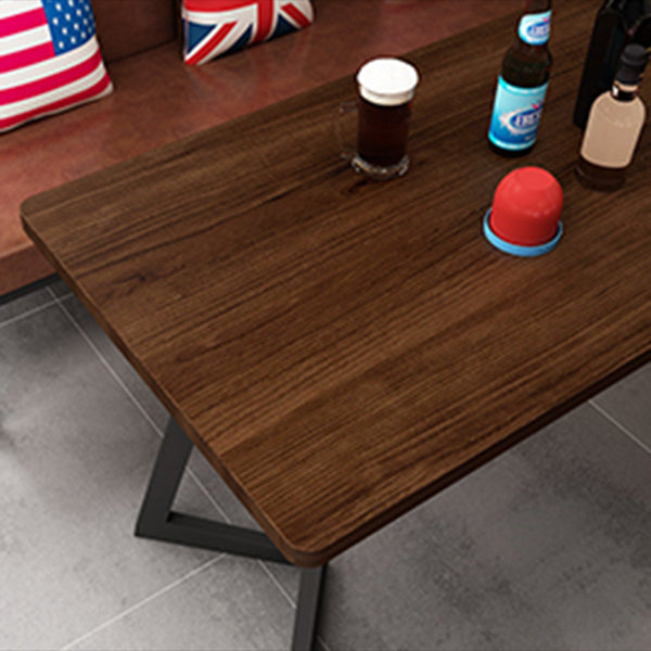 Industrial Dining Room Table Solid Wood Table with Black Double Pedestal Clearhalo ' dining_table' 'Dining Tables & Seating' 'Dining Tables' 'furn' 'furn_dining_table' 'Furniture' 'furniture_dining_table' 'Kitchen & Dining Furniture' 'kitchen&dining_furn' 'kitchen' 'kitchen_dining_table' 3875891