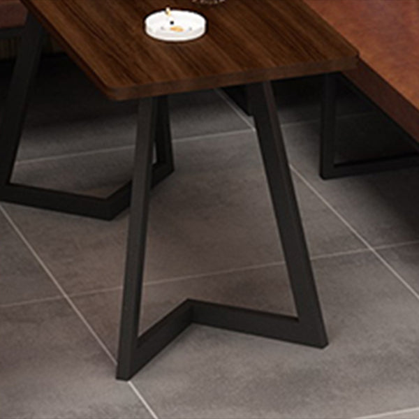 Industrial Dining Room Table Solid Wood Table with Black Double Pedestal Clearhalo ' dining_table' 'Dining Tables & Seating' 'Dining Tables' 'furn' 'furn_dining_table' 'Furniture' 'furniture_dining_table' 'Kitchen & Dining Furniture' 'kitchen&dining_furn' 'kitchen' 'kitchen_dining_table' 3875893