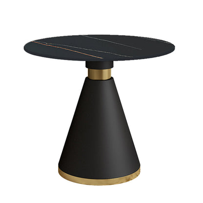 Metal Traditional Luxury Round Indoor Table Sintered Stone Table for Kitchen Black Without Chairs Clearhalo ' dining_table' 'Dining Tables & Seating' 'Dining Tables' 'furn' 'furn_dining_table' 'Furniture' 'furniture_dining_table' 'Kitchen & Dining Furniture' 'kitchen&dining_furn' 'kitchen' 'kitchen_dining_table' 3875903