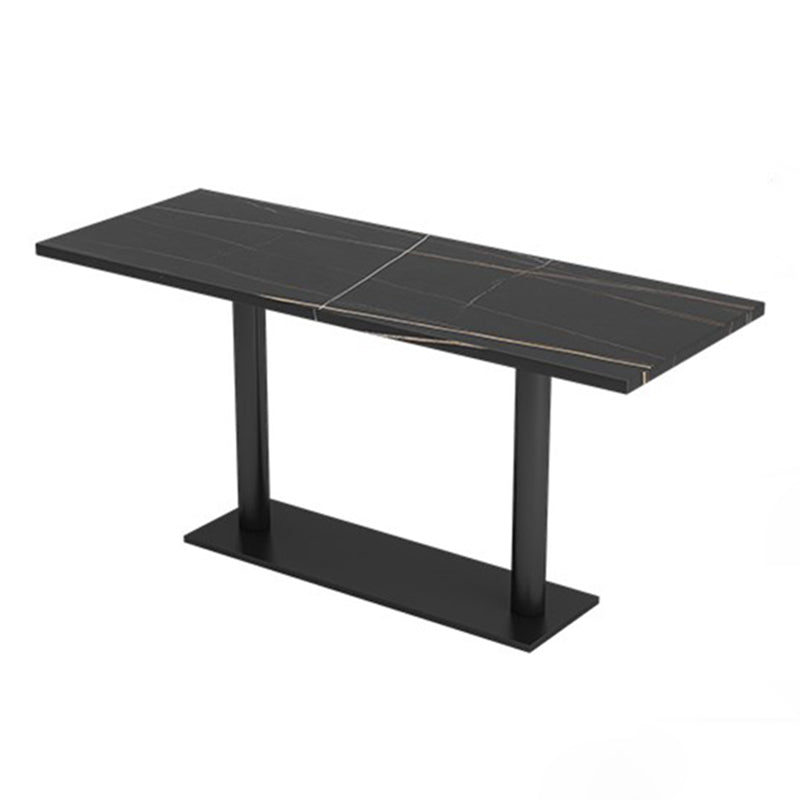 Industrial Style Sintered Stone Dinner Room Kitchen Table Black Table with Black Frame Rectangle Without Chairs Clearhalo ' dining_table' 'Dining Tables & Seating' 'Dining Tables' 'furn' 'furn_dining_table' 'Furniture' 'furniture_dining_table' 'Kitchen & Dining Furniture' 'kitchen&dining_furn' 'kitchen' 'kitchen_dining_table' 3875915
