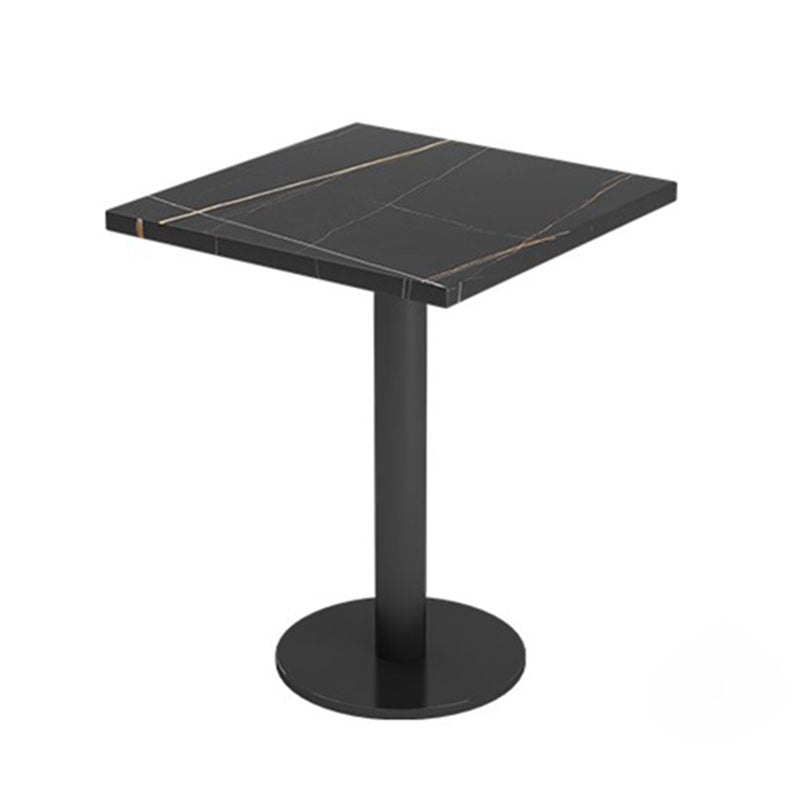 Industrial Style Sintered Stone Dinner Room Kitchen Table Black Table with Black Frame Square 23.6"L x 23.6"W x 29.5"H Without Chairs Clearhalo ' dining_table' 'Dining Tables & Seating' 'Dining Tables' 'furn' 'furn_dining_table' 'Furniture' 'furniture_dining_table' 'Kitchen & Dining Furniture' 'kitchen&dining_furn' 'kitchen' 'kitchen_dining_table' 3875916